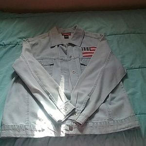 Patriotic light blue denim jacket